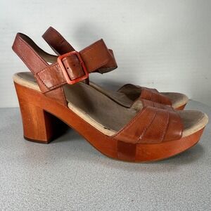 Earth Women's 10M Oak Chestnut Terra Cotta Leather Platform Sandals Brown